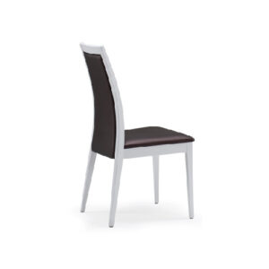 Sedia 912 - sedia legno chiaro con imbottitura in ecopelle testa di moro - schienale alto