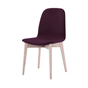 Sedia 860 - legno chiaro naturale e tessuto colore viola, made in italy